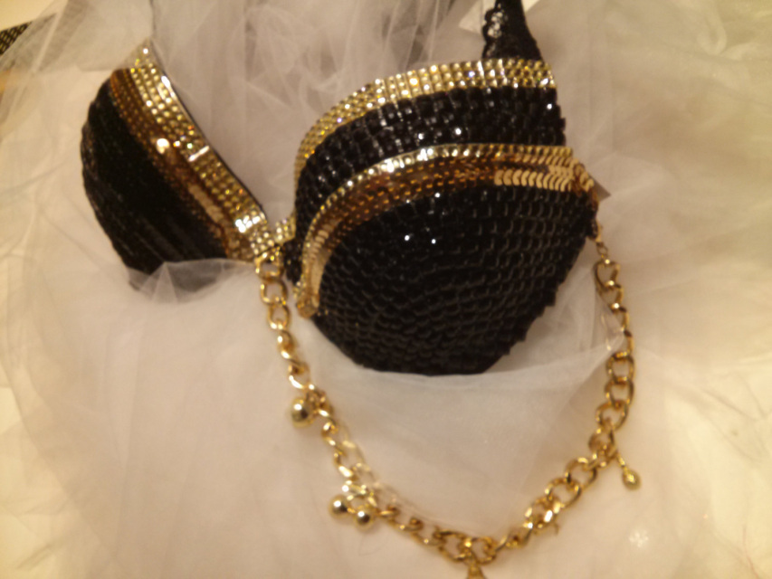SOLD - NGold and Black 36B Rave Bra