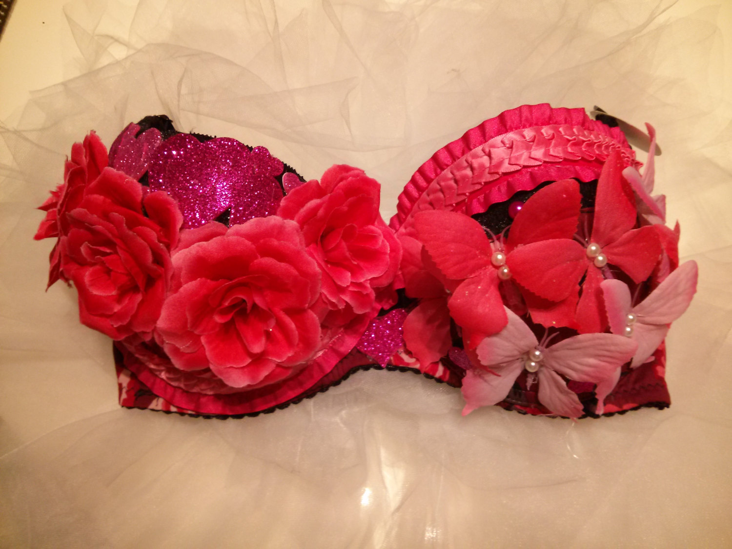 CLEARANCE 36C Butterfly & Hearts Rave bra